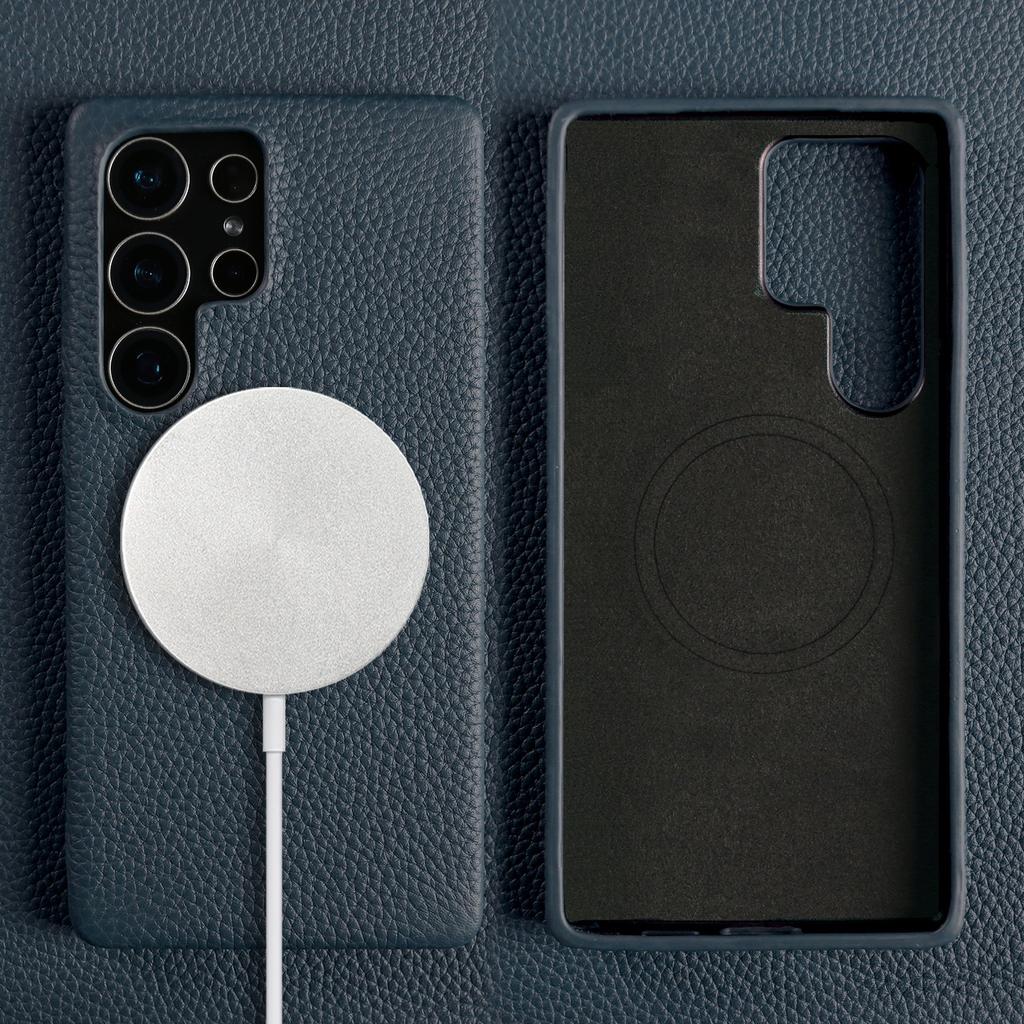 Для чехла Magsafe Samsung Galaxy S26 Ultra S25FE S23Plus S23Ultra S24 Премиум Натуральная Кожа Чехол Магнитные Чехлы Полное Покрытие