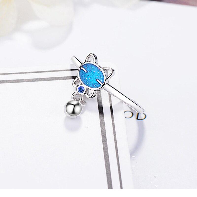 Корейский тренд Синий Кот Открывающееся Кольцо Для Женщин Изысканный Кристалл Циркон Регулируемое Кольцо Аксессуары Милые Девочки Ювелирные Изделия Подарок