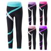 Girls Colorblock Gym Sports Pants Ice Skating Tight Leggings