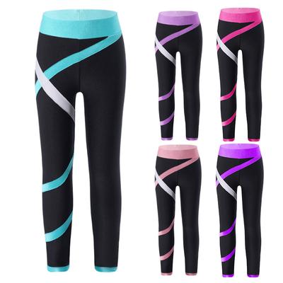 Спортивные штаны для девочек Colorblock Gym, обтягивающие леггинсы для катания на коньках