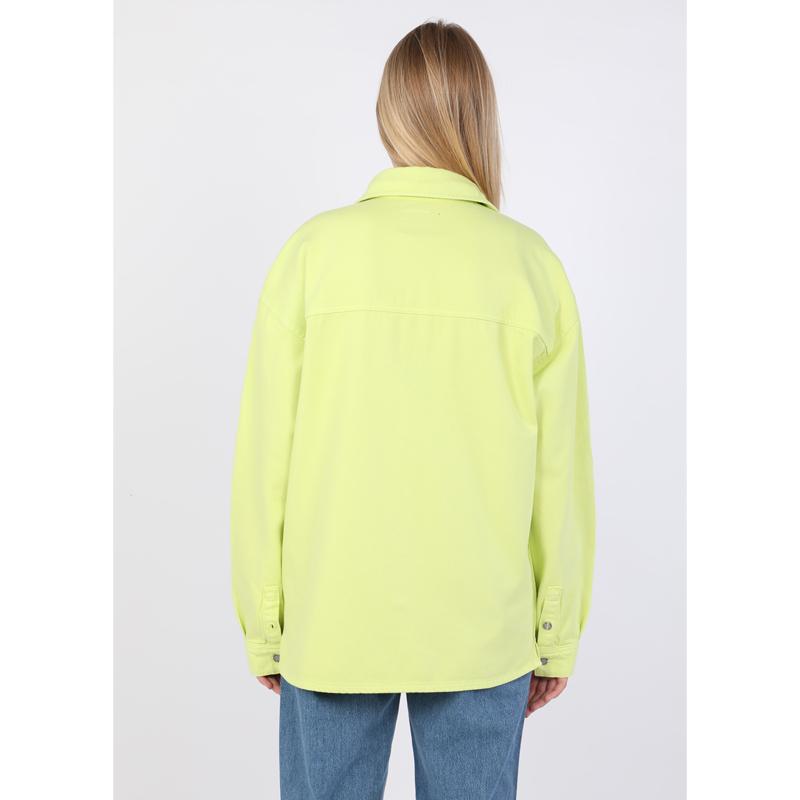 Женская джинсовая рубашка оверсайз неоново-зеленая