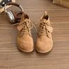 New Winter Women Faux Suede Short Boots Lace Up Female Casual Shoes Soft Camel Suede PU Upper Flat Sole Ankle Boots Solid Color