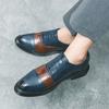 Модная мужская формальная обувь Коричневая Синяя Лоскутная Лакированная кожа Деловая Модная Обувь Дерби Свадебная Социальная Обувь Размеры 38-46 Мужская Обувь