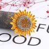 Sparkling Sunflower Brooch Outfit Decor Rhinestone Flower Pin Realistic Stainless Sunflower Floral Pin Clothes
