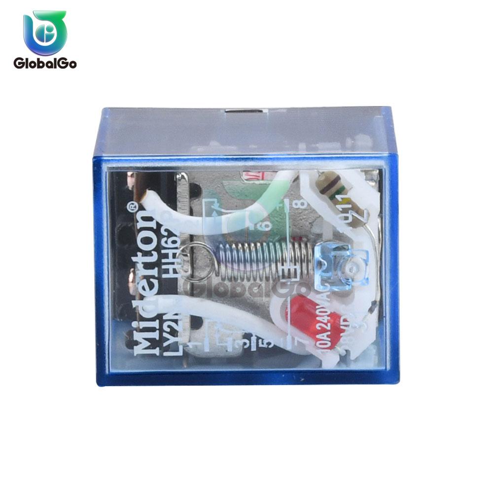 Реле питания с катушкой AC 220V DC 12V 24V 10A 8PIN, Электронный мини-электромагнитный релейный модуль DPDT LY2NJ, База для розетки