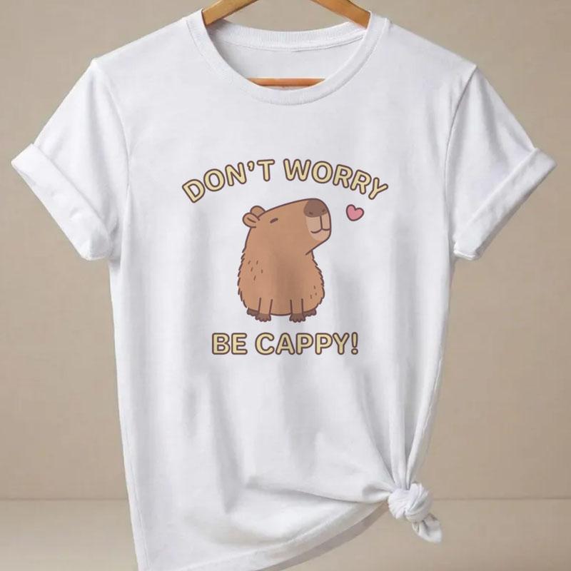 Capybara T Shirt Cute Unisex Girl Short Sleeve Crewneck Tshirt Casual Tops for Summer Spring Soft Unisex Clothing Streetwear