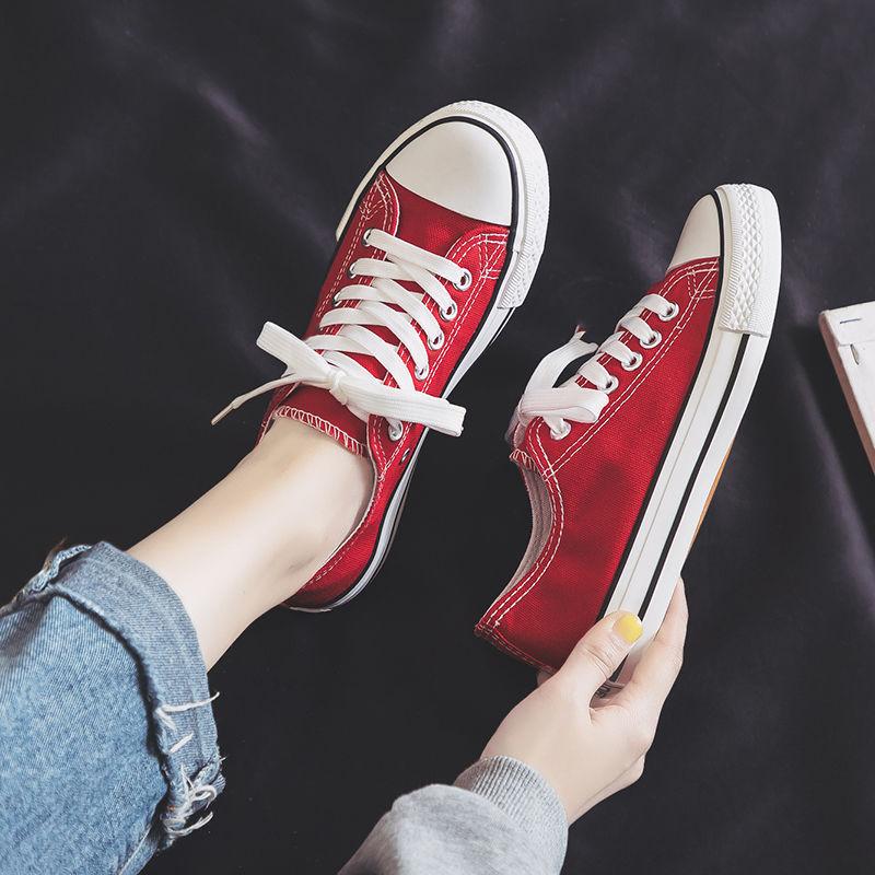 Туфли из парусины, одиночные студенческие туфли на плоской подошве, тканевые туфли ярко-розового цвета