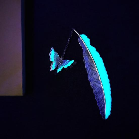 Металлическая закладка, светящаяся металлическая закладка с перьями и подвеской в ​​виде бабочки, элегантный книжный маркер для домашней школы