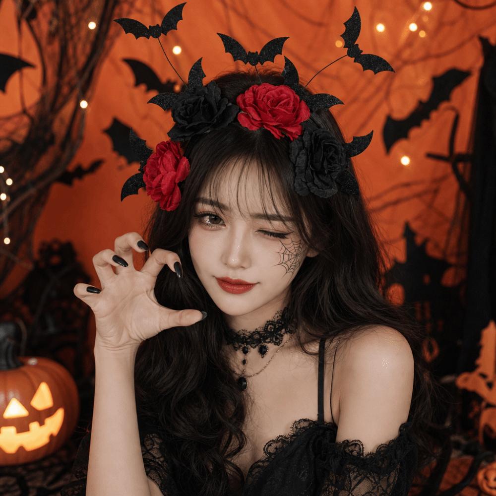 Spider Web Witch Hairband Black Artificial Flowers Party Role-playing Accessory Costume Party