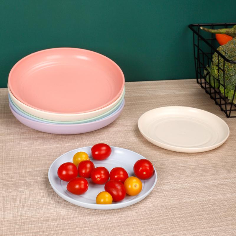 Food Plate Lightweight Wheat Straw Plates Unbreakable Dinner Plates Dishwasher Microwave Safe BPA Free Plastic Dinner Plates