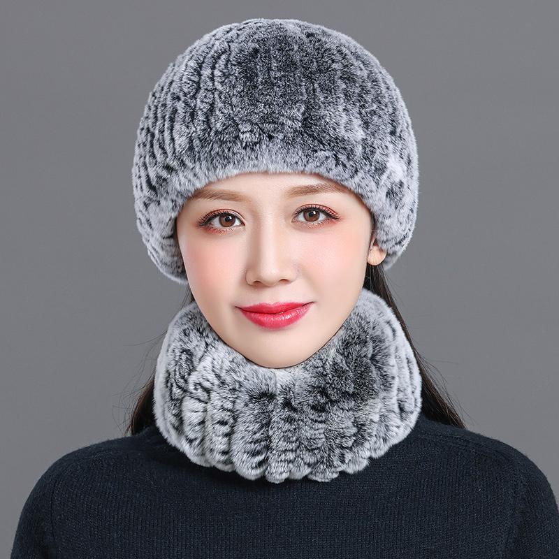 Новая меховая шапка из кролика рекс, зимняя женская зимняя теплая шапка для выхода на улицу, эластичная вязаная шапка из натуральной шерсти
