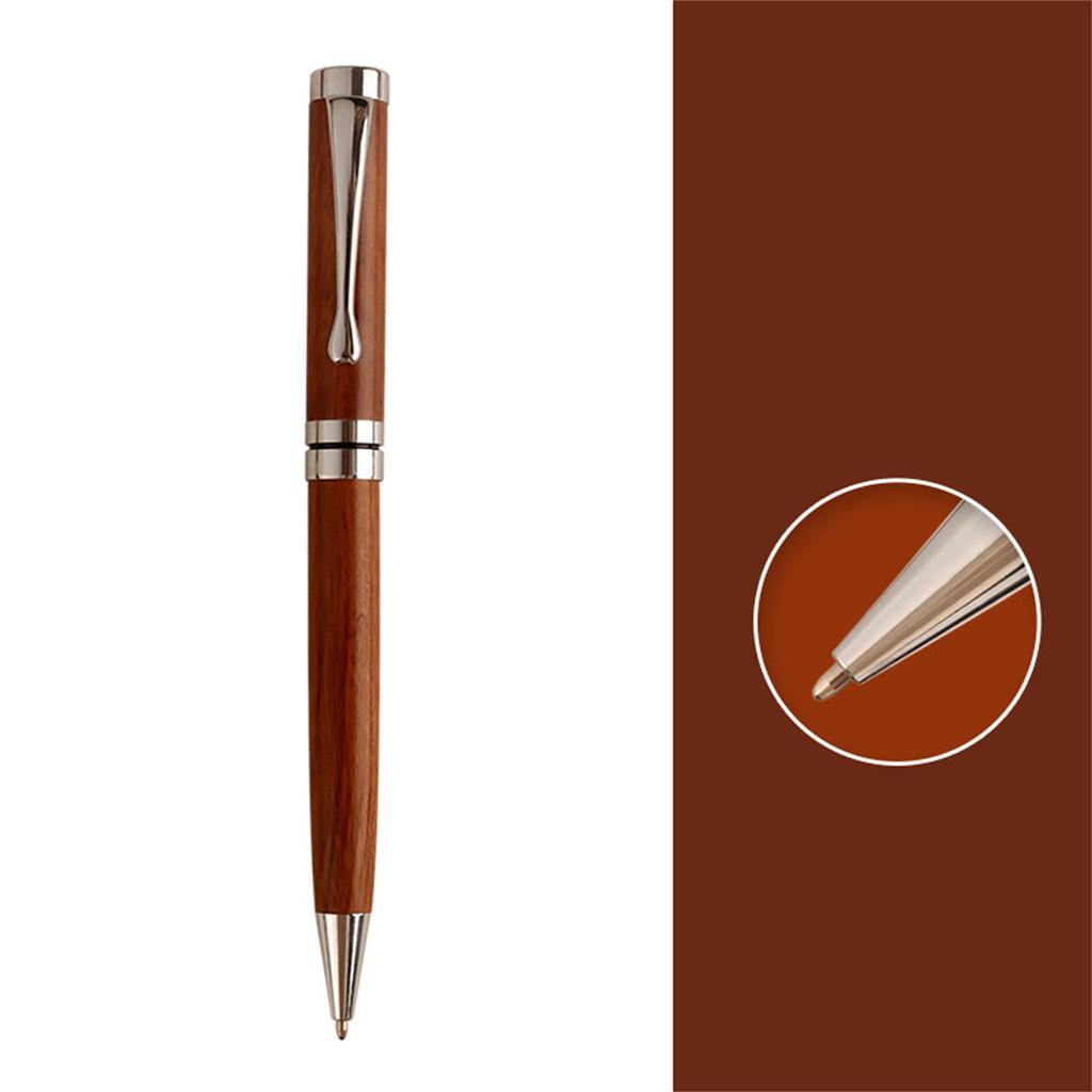 Metal Ballpoint Pen Wood Signing Pen Office Signature Pen Business Gift Pen Twist Open/Close for Office Hotel Reception