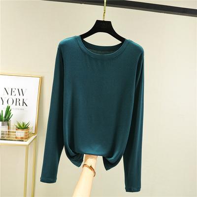 Women's Modal Long Sleeve T-Shirt Crew Neck Solid Slim Fit Basic Undershirt Thin Versatile Casual Top