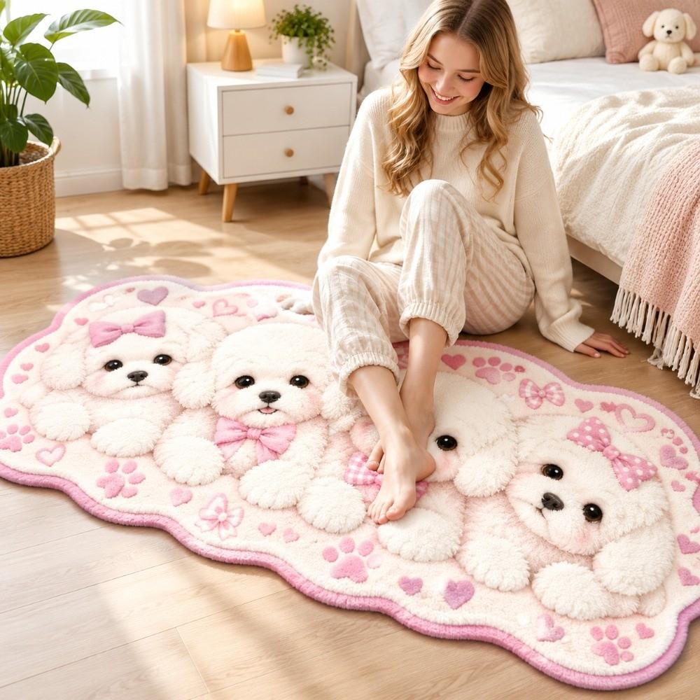 Non-Slip Animal Print Area Rug Faux Cashmere Bedside Mat New Kids Room Rug Bedroom
