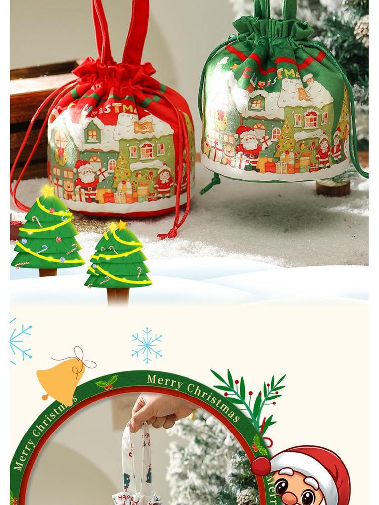 Креативный рождественский подарок 2025 года Коробка-яблоко и конфетный мешочек на шнурке, сумочка