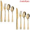 Gold Cutlery Set Vintage Tableware Set Stainless Steel Flatware Knife Fork Spoon Luxury Western Silverware Dinnerware Set
