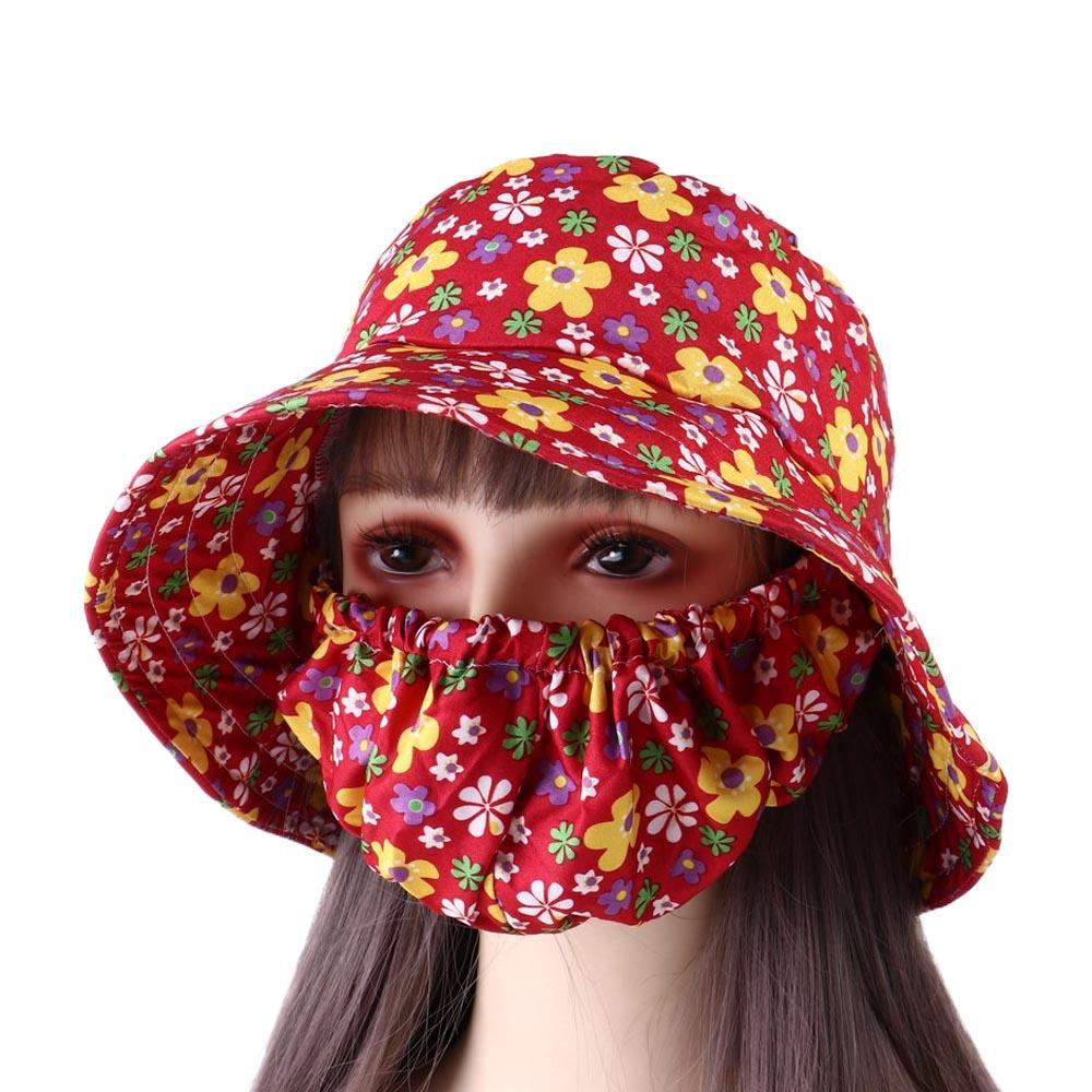 Casual Sun Protection Women Sun Hat Cover Face Cap Wide Brim Sunscreen Mask Fishing Cap Farm Work Cap Bucket Hat Ladies/Girls