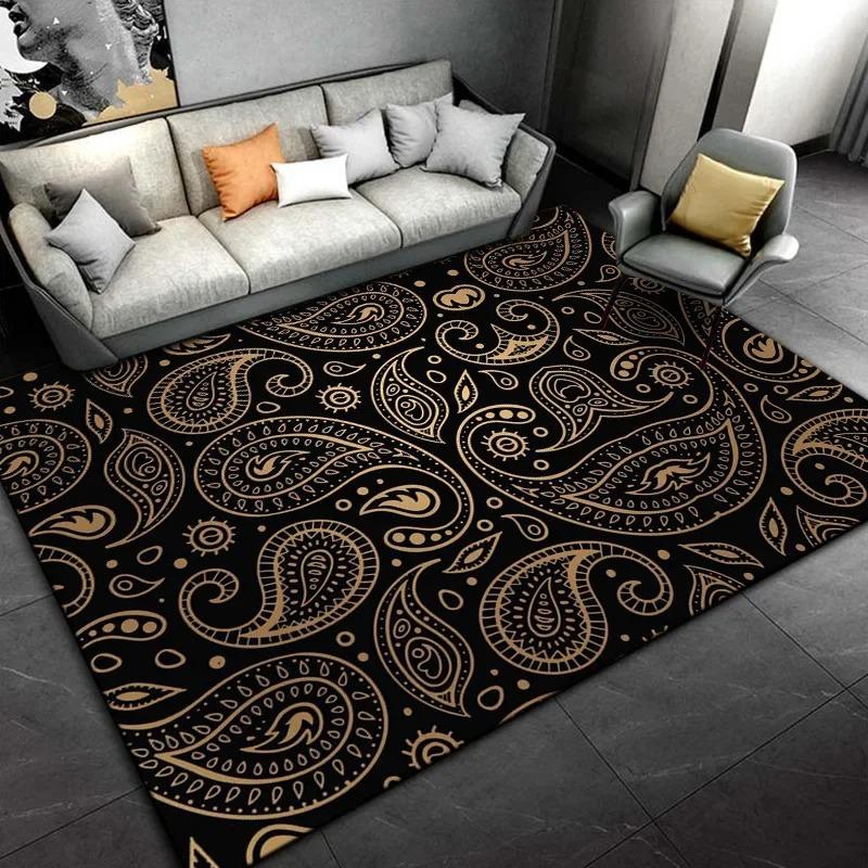 Черно-белый ковер с пейсли, геометрический ковер-вихрь, классический цветочный коврик, современный минималистичный коврик для гостиной, украшение дома, ковер для пола