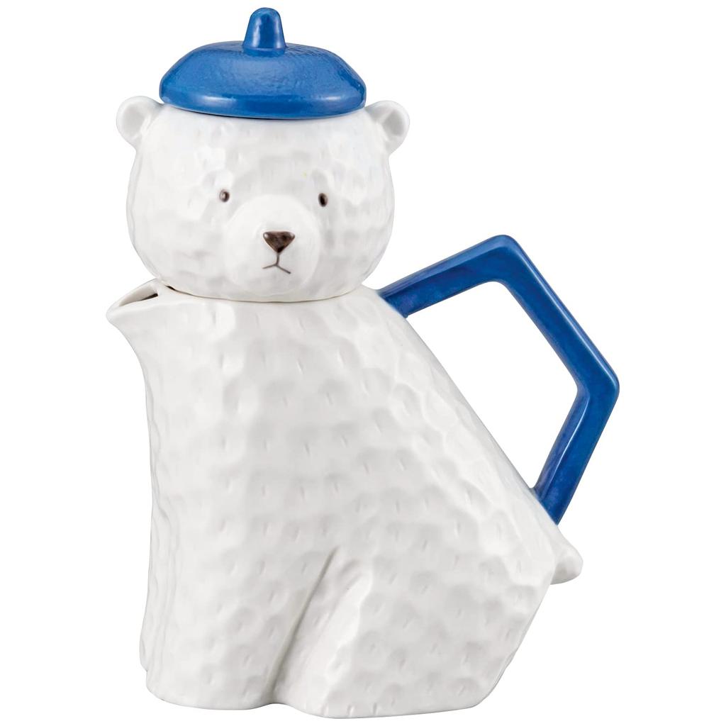 Sun Art Tea for One Teapot and Beret Bear SAN3764 Cup, 550ml, Design, White,