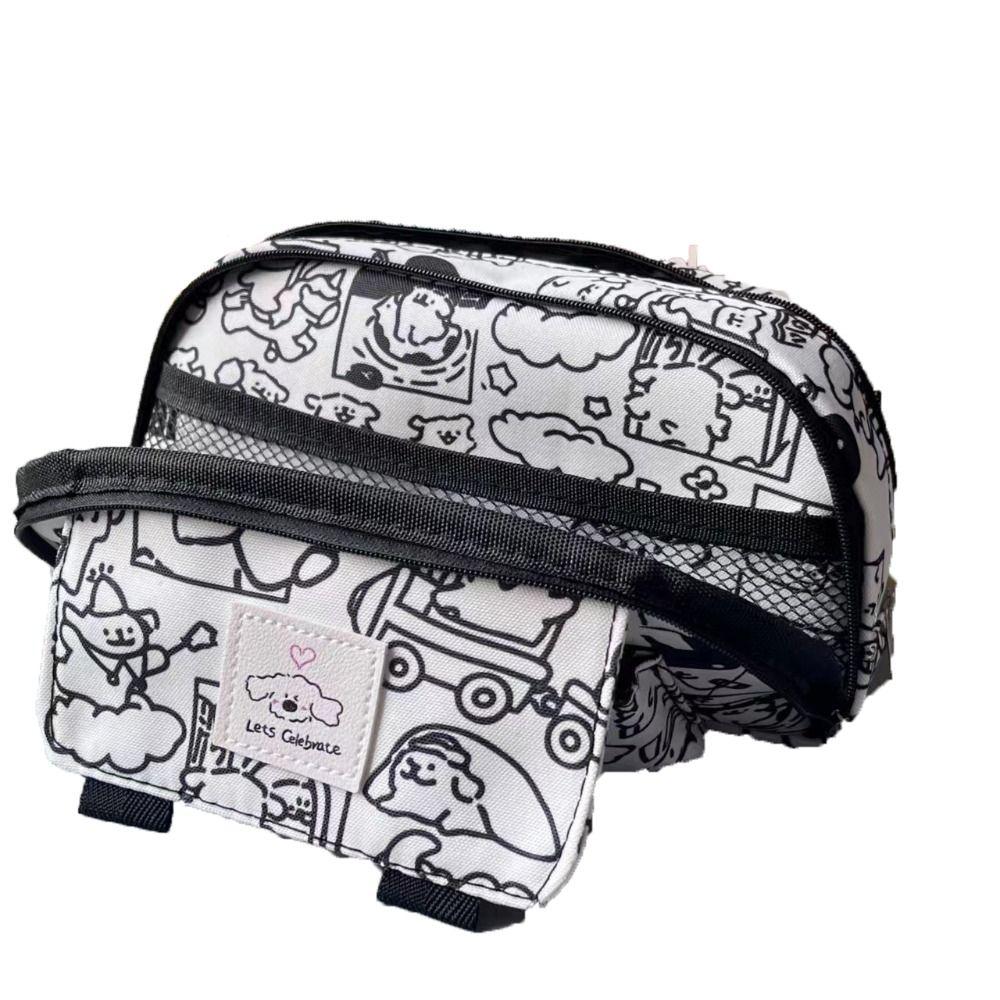 Large Capacity Line Puppy Pencil Bag Makeup Bags Puppy Print Pencil Case Cosmetic Bag