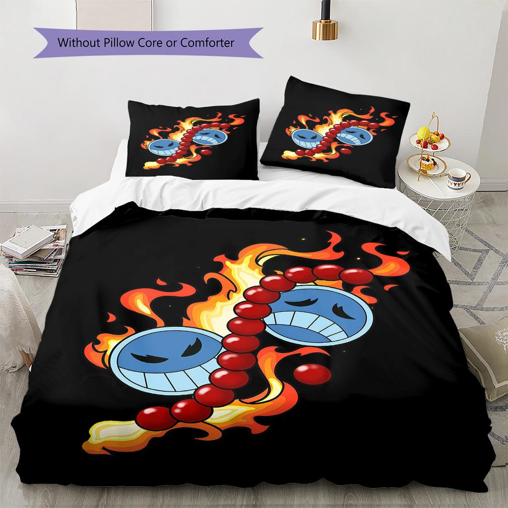 Anime One Piece Pattern Bedding Quilt Set Quilt Cover Pillowcase Home Birthday Gift(1 * duvet cover + 2 * pillowcase, without core)
