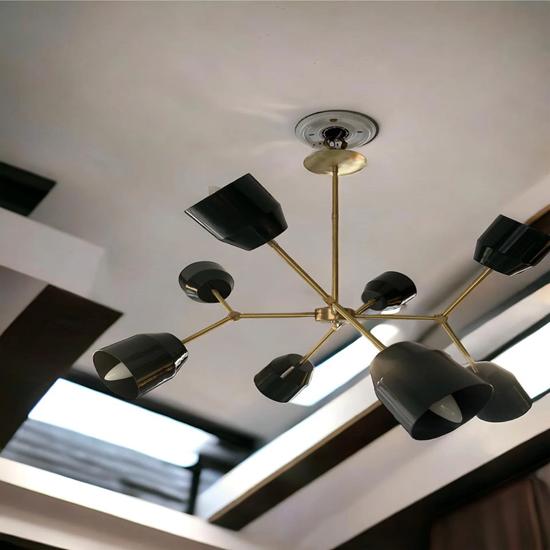 Stilnovo Black Mid Century 8 Light Chandelier Adjustable Globes Modern Ceiling Light