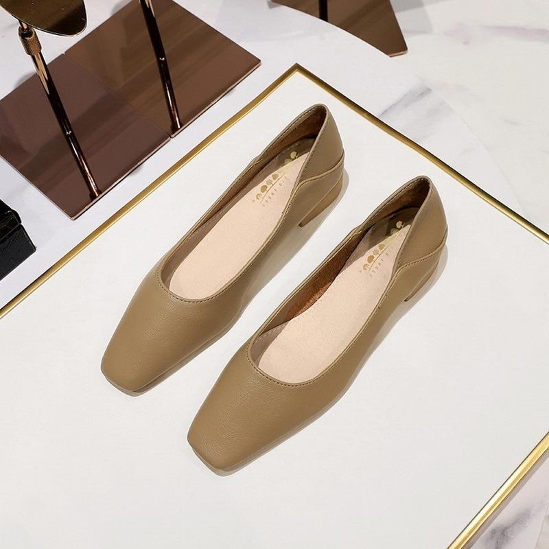 Супер мягкий! Повседневная обувь для работы, темпераментная, корейская, весенняя, с квадратным носком, с мелким вырезом, удобная, ретро, простая, на одной педали, обувь бабушки