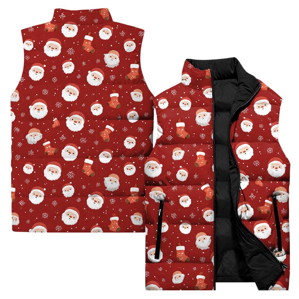 Ladies' Casual And Fashionable Sleeveless Vest Christmas Printed Cotton Jacket