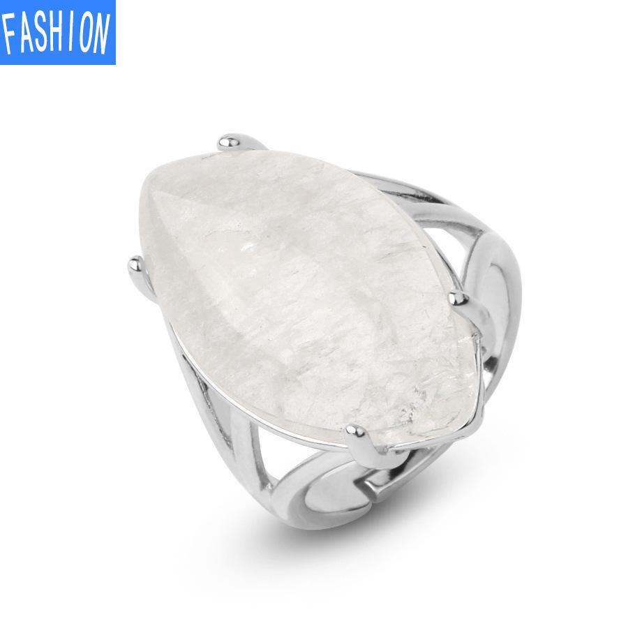 Регулируемое кольцо в форме лошадиного глаза с натуральным кристаллом в подарок для женщин