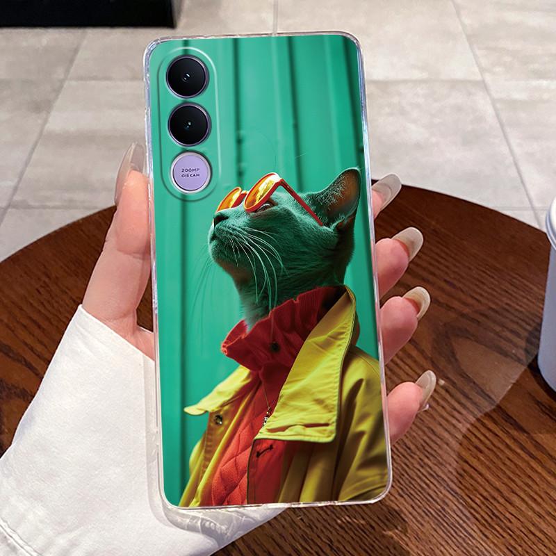 Casing For Vivo V70 FE Case V2550 Aesthetic Fashion Cute Cat Cartoon Soft Silicone Back Cover Transparent TPU Phone Case Bumper