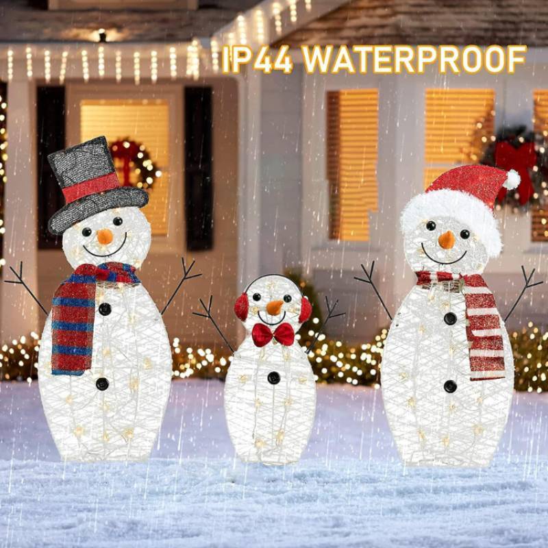 Inserted 2d Snowman Led Lamp With Cartoon Style For Festive Garden Display And Outdoor Decor