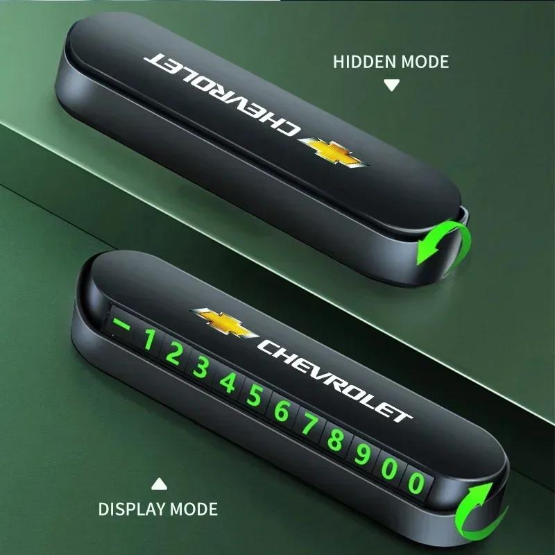 Светящаяся парковочная карточка с номером телефона для автомобиля, эмблема для Chevrolet Cruze Captiva Trax Malibu Tahoe Equinox Impala