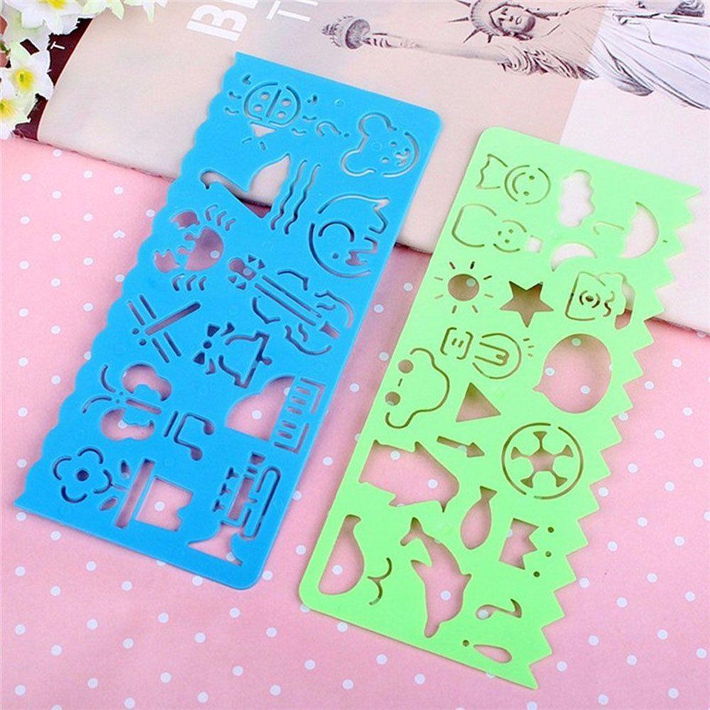 Kids Students Plastic Drawing Rulers Painting Template Cartoon Spirograph School Painting Supplies