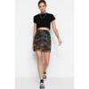 Brown Printed Tulle High Waist Lined Mini Knitted Skirt Twoss23et00050