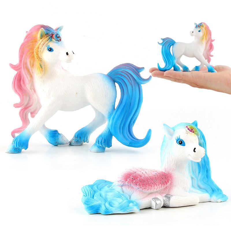 Unicorn Rainbow Horse Doll Figure Model Cake Decoration Static Ornament Children'S Toy