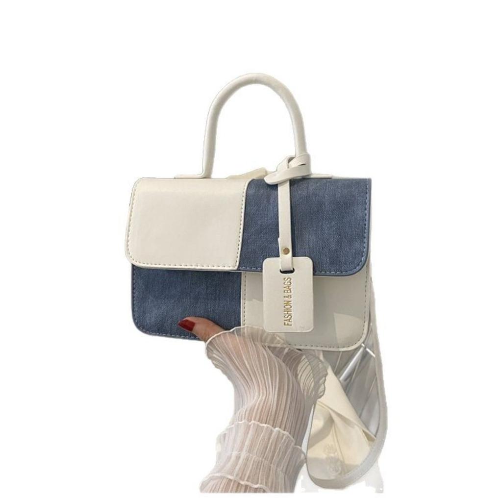 Маленькая квадратная сумка с нишевым дизайном, сочетающая в себе лоскутную технику и контрастные цвета, женская повседневная сумка-кроссбоди и модная сумка на одно плечо