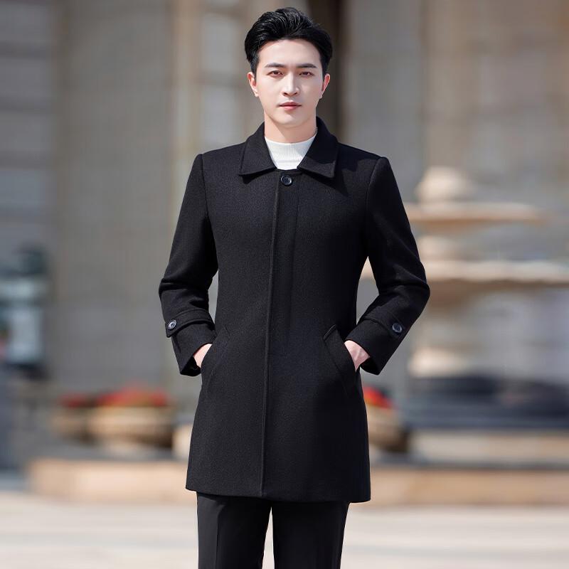 Trolman Men's Black Wool Blend Overcoat