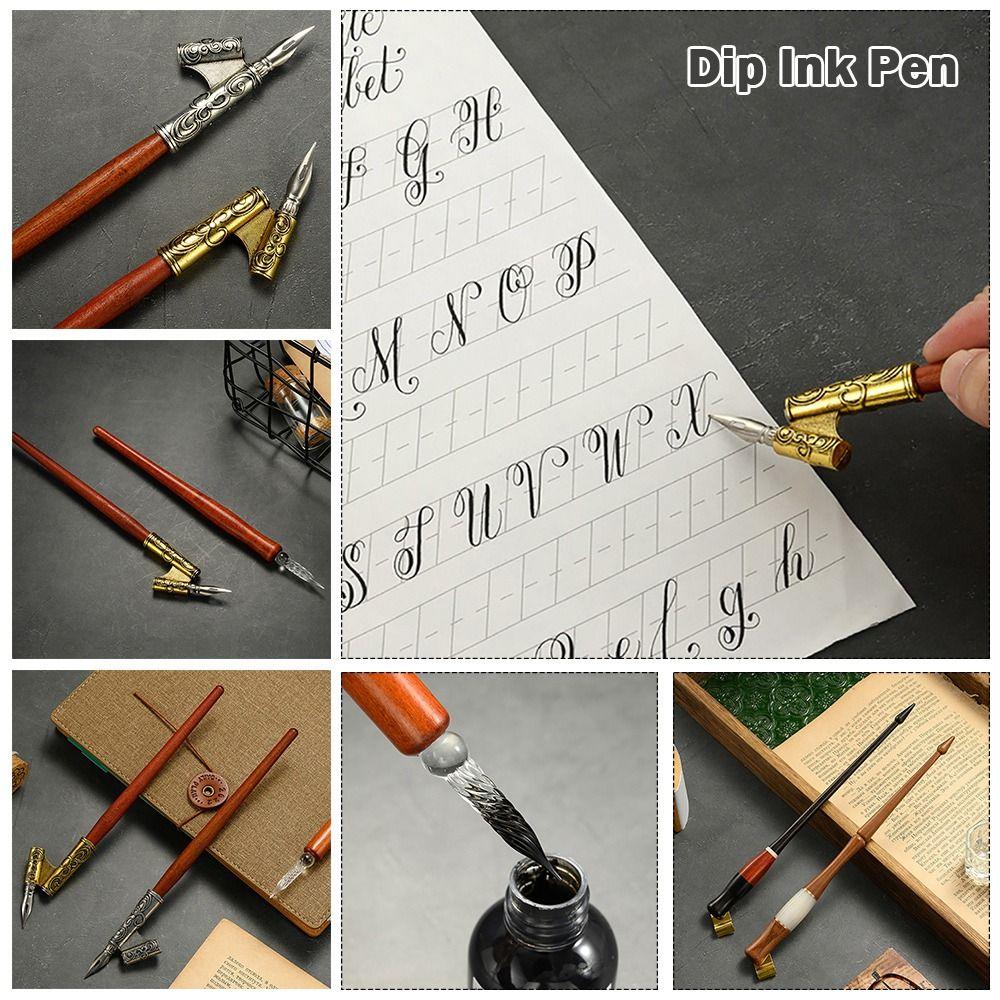 1pcs Dipped Ink Calligraphy Pen Vintage Signature Pen High Quality Dip Pen  Comic Design