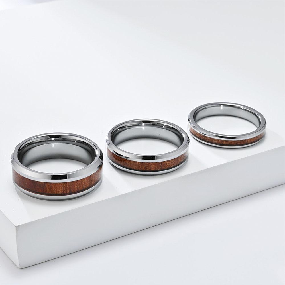 Простое инкрустированное кожаное кольцо с деревянным зерном для мужчин и женщин, парные кольца, мода высокого класса
