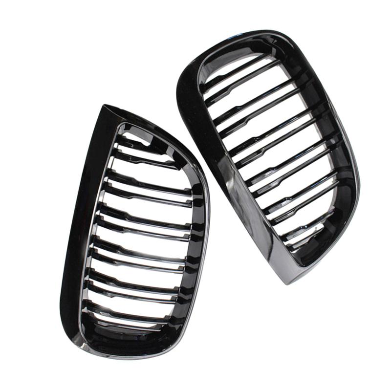 Car Front Kidney Grill Gloss/Matte Black Double Slat Racing Grills For BMW 1-Series E87 Pre-facelift 5-door 2004 2005 2006 2007