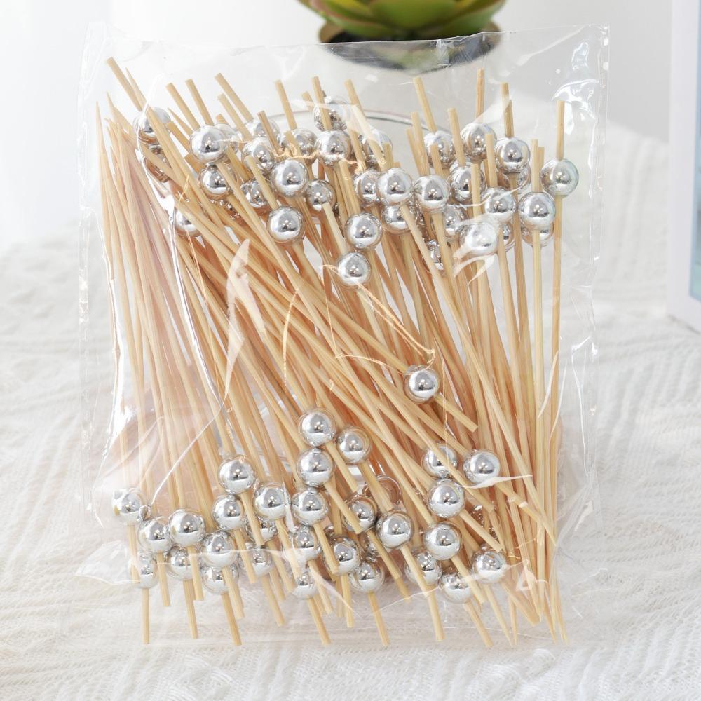 100pcs Versatile Bamboo Food Picks Disposable Fruit Sticks Decorative Dessert Sticks  Wedding Party