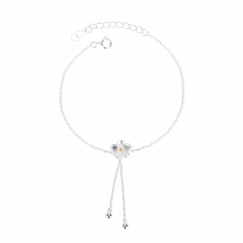 S925 Серебряный браслет в японском и корейском стиле, маленький браслет из свежих цветов, лесной сладкий браслет с кисточками и цветами