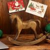 Wood Carving Rocking Horse Figurine Vintage Miniature Rocking Horse Statue Home Office Living Room Desktop Decoration Ornament