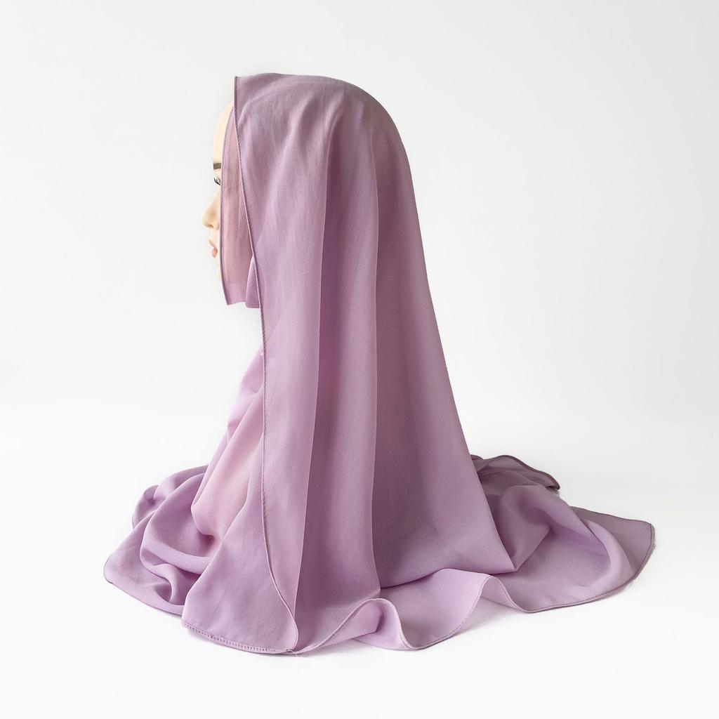 Малазийский однотонный этнический стиль атласный длинный шарф монохромный жемчужный шифоновый платок