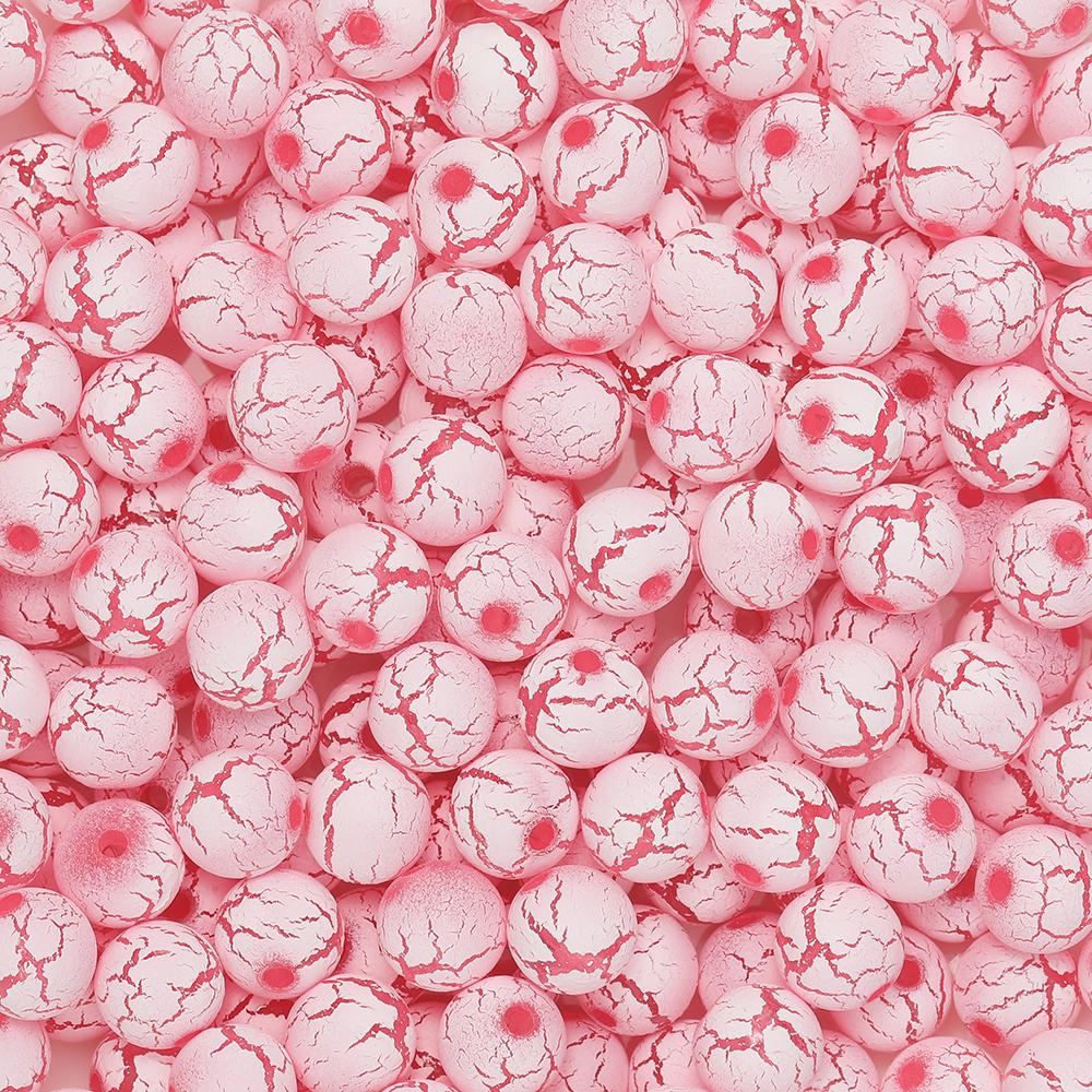 30/50 шт. 8/10 мм Круглые Цветные Трещиноватые Акриловые Бусины для Изготовления Украшений Разноцветные Крупное Отверстие Россыпью Бусины DIY Браслет Ожерелье