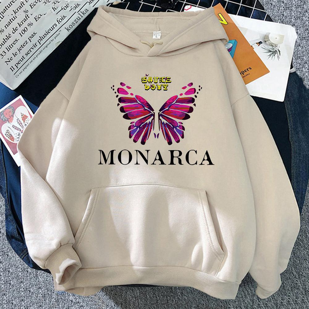 Eladio Carrion Sauce Boyz Monarca Hoodies Rose Graphic Sweatshirt Fashion Unisexga Anime Clothing Unisex/women Casual Fleece Streetwear