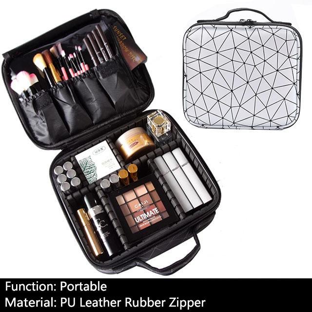 Female Alligator Makeup Case Leather Professional Cosmetic Case Brushes Make Up Suitcase Women Travel Beautician Cosmetics Bag