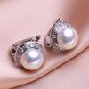 seniko 8-9mm Natural Freshwater Pearl Earrings Fashion Cubic Zirconia Clip Earrings For Women Girl Gift