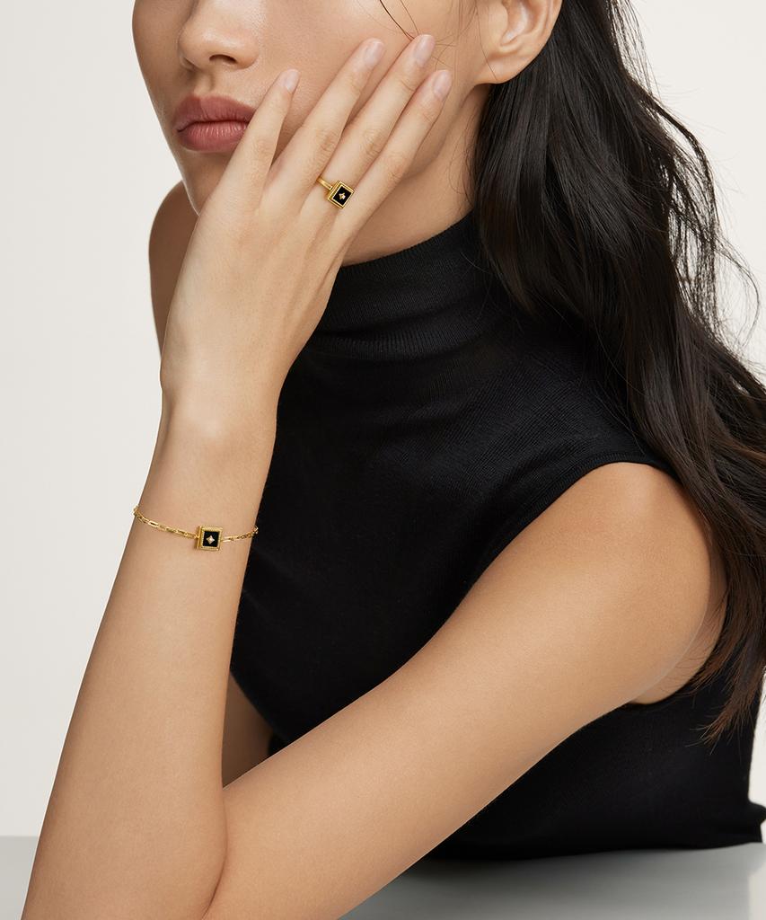 Lola Rose Gallery Black Onyx Layered Women'S Chain Bracelet