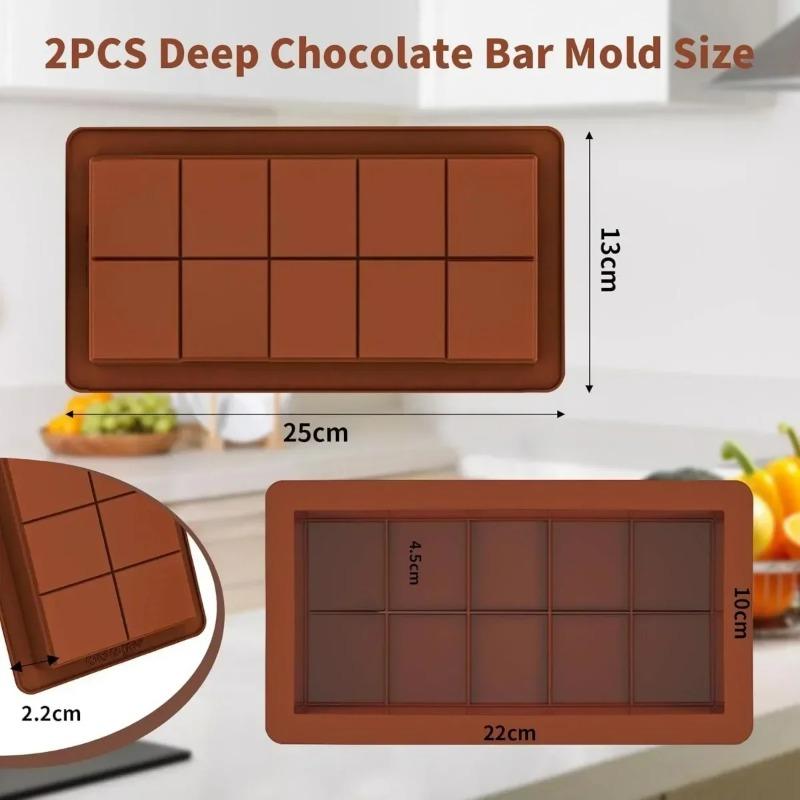 2PCS Dubai Chocolate Mold Silicone Chocolate Bar Mold for Chocolate Bar Pistachio Candy Bar Mold for Filling Chocolate